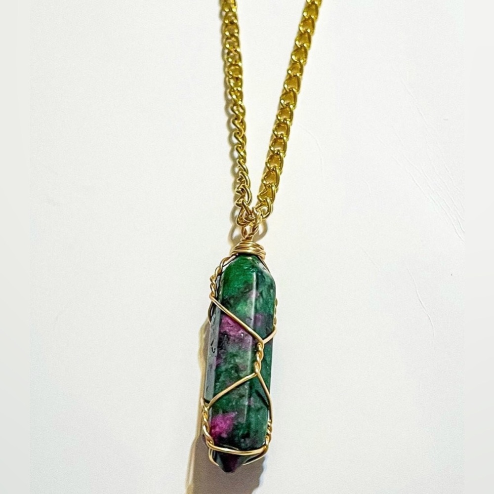 Ruby Zoisite Wire Wrapped Necklace